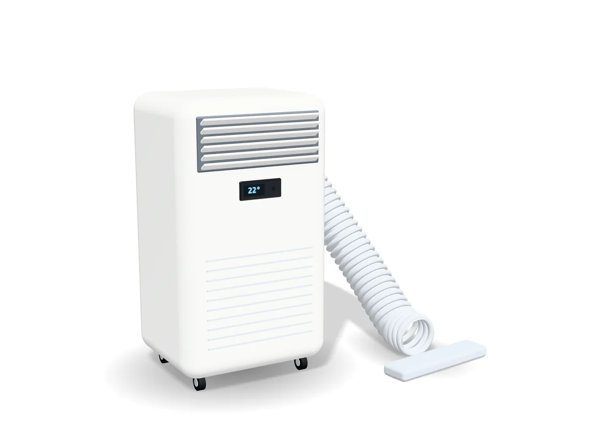 Climatiseur mobile avec sa gaine d'évacuation